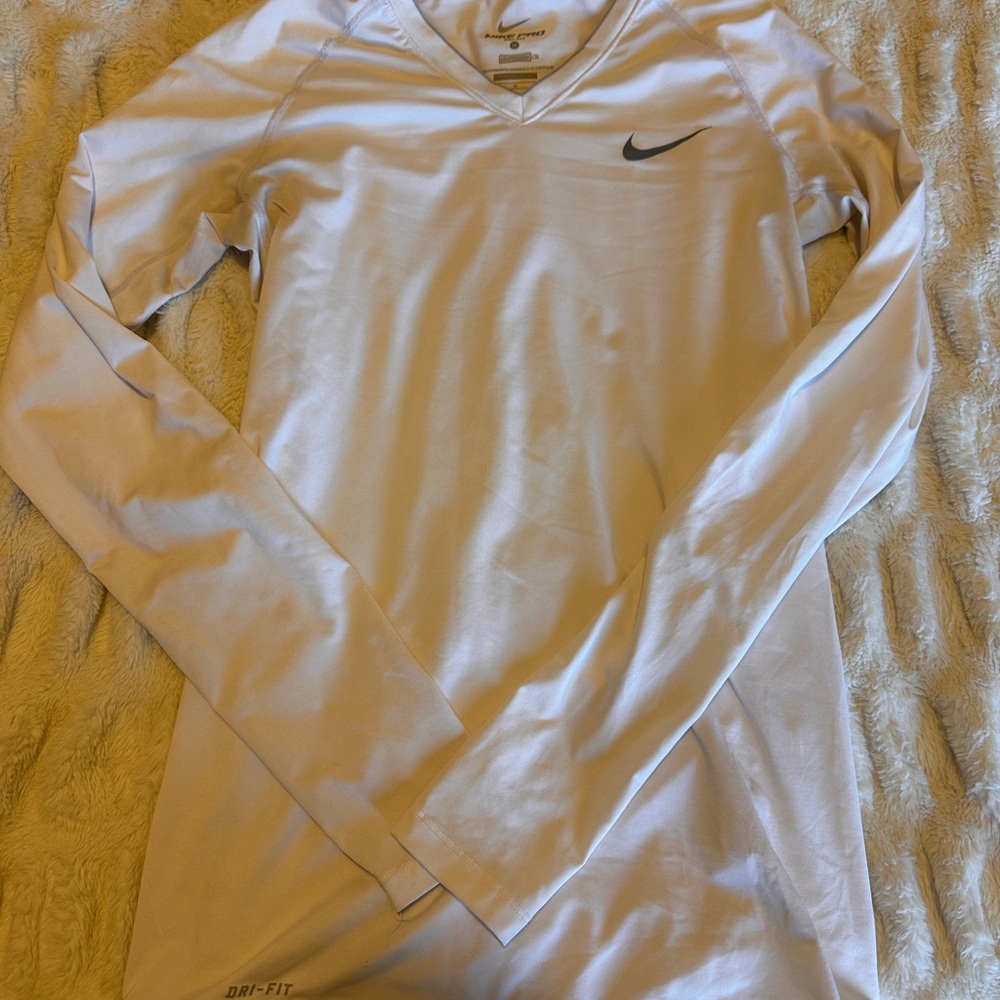 Nike White Long Sleeve Performance Tee